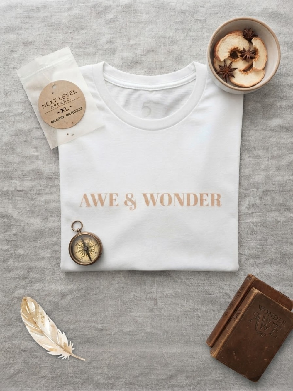 Next Level "Awe & Wonder" White Graphic Tee - Size XL